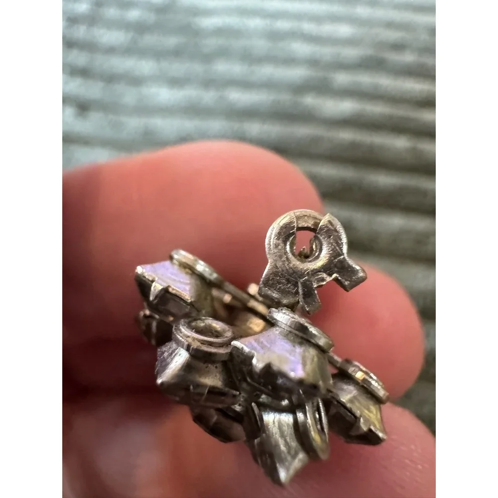 Vintage Rhinestone Brooch Pin Set Flower‎ Floral Silver Tone Costume Jewelry